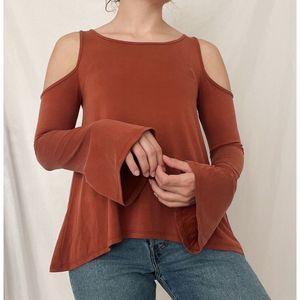Hollister Terracotta Cold Shoulder Long Sleeve Top